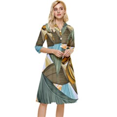 Monstera Palm Leaves Plants Classy Knee Length Dress by Paksenen