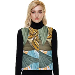 Monstera Palm Leaves Plants Women s Button Up Puffer Vest by Paksenen