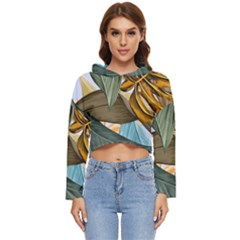 Monstera Palm Leaves Plants Women s Lightweight Cropped Hoodie by Paksenen