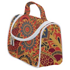 Bright Seamless Pattern With Paisley Mehndi Elements Hand Drawn Wallpaper With Floral Traditional In Satchel Handbag by Ket1n9