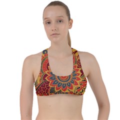 Bright Seamless Pattern With Paisley Mehndi Elements Hand Drawn Wallpaper With Floral Traditional In Criss Cross Racerback Sports Bra by Ket1n9