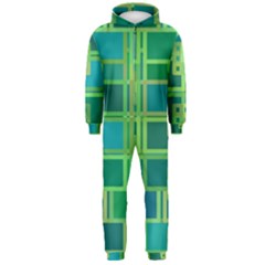 Green Abstract Geometric Hooded Jumpsuit (men)