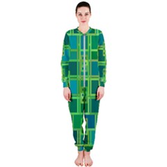 Green Abstract Geometric Onepiece Jumpsuit (ladies)