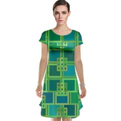 Green Abstract Geometric Cap Sleeve Nightdress