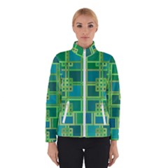 Green Abstract Geometric Women s Bomber Jacket