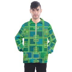 Green Abstract Geometric Men s Half Zip Pullover