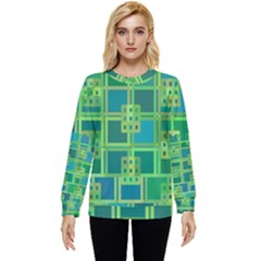 Green Abstract Geometric Hidden Pocket Sweatshirt