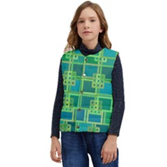 Green Abstract Geometric Kid s Button Up Puffer Vest	