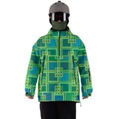 Green Abstract Geometric Men s Ski And Snowboard Waterproof Breathable Jacket by Ket1n9