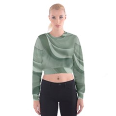 Silky Sage Abstract Elegant Print Design Cropped Sweatshirt