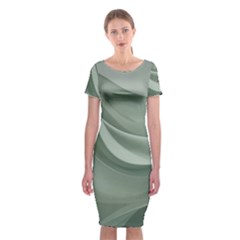 Silky Sage Abstract Elegant Print Design Classic Short Sleeve Midi Dress by dflcprintsclothing