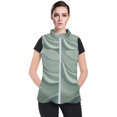 Silky Sage Abstract Elegant Print Design Women s Puffer Vest