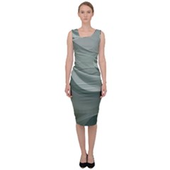 Silky Sage Abstract Elegant Print Design Sleeveless Pencil Dress by dflcprintsclothing