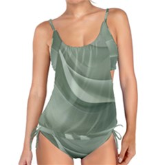 Silky Sage Abstract Elegant Print Design Tankini Set by dflcprintsclothing