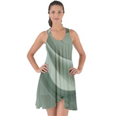 Silky Sage Abstract Elegant Print Design Show Some Back Chiffon Dress