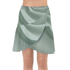 Silky Sage Abstract Elegant Print Design Wrap Front Skirt by dflcprintsclothing