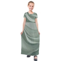 Silky Sage Abstract Elegant Print Design Kids  Short Sleeve Maxi Dress by dflcprintsclothing