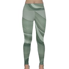 Silky Sage Abstract Elegant Print Design Lightweight Velour Classic Yoga Leggings by dflcprintsclothing