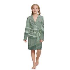 Silky Sage Abstract Elegant Print Design Kids  Long Sleeve Velvet Lounge Robe by dflcprintsclothing