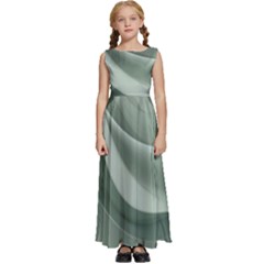 Silky Sage Abstract Elegant Print Design Kids  Satin Sleeveless Maxi Dress by dflcprintsclothing