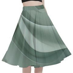 Silky Sage Abstract Elegant Print Design A-line Full Circle Midi Skirt With Pocket by dflcprintsclothing