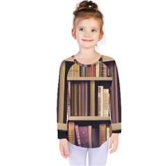 Books Bookshelves Office Fantasy Background Artwork Book Cover Apothecary Book Nook Literature Libra Kids  Long Sleeve T-shirt