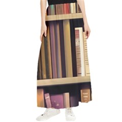 Books Bookshelves Office Fantasy Background Artwork Book Cover Apothecary Book Nook Literature Libra Maxi Chiffon Skirt by Posterlux