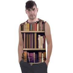 Books Bookshelves Office Fantasy Background Artwork Book Cover Apothecary Book Nook Literature Libra Men s Regular Tank Top by Posterlux