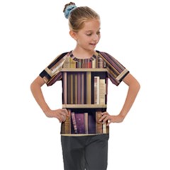 Books Bookshelves Office Fantasy Background Artwork Book Cover Apothecary Book Nook Literature Libra Kids  Mesh Piece T-shirt