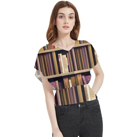 Books Bookshelves Office Fantasy Background Artwork Book Cover Apothecary Book Nook Literature Libra Butterfly Chiffon Blouse by Posterlux