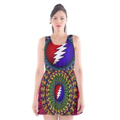 Grateful Dead Bear Pattern Scoop Neck Skater Dress