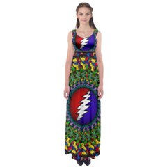 Grateful Dead Bear Pattern Empire Waist Maxi Dress