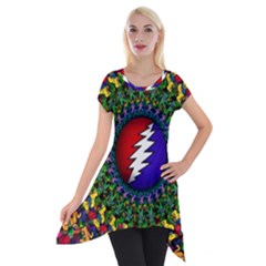 Grateful Dead Bear Pattern Short Sleeve Side Drop Tunic