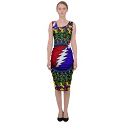 Grateful Dead Bear Pattern Sleeveless Pencil Dress