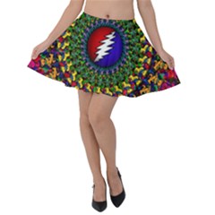 Grateful Dead Bear Pattern Velvet Skater Skirt