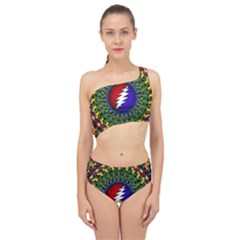 Grateful Dead Bear Pattern Spliced Up Two Piece Swimsuit