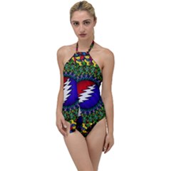 Grateful Dead Bear Pattern Go With The Flow One Piece Swimsuit by Maspions