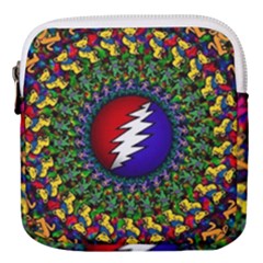 Grateful Dead Bear Pattern Mini Square Pouch by Maspions