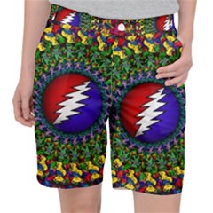 Grateful Dead Bear Pattern Women s Pocket Shorts by Maspions