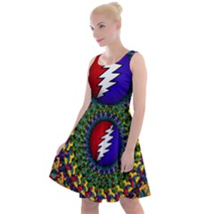 Grateful Dead Bear Pattern Knee Length Skater Dress