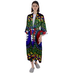 Grateful Dead Bear Pattern Maxi Satin Kimono