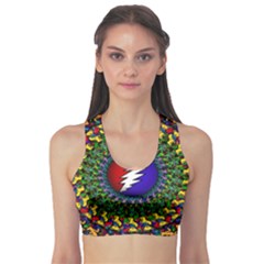 Grateful Dead Bear Pattern Fitness Sports Bra