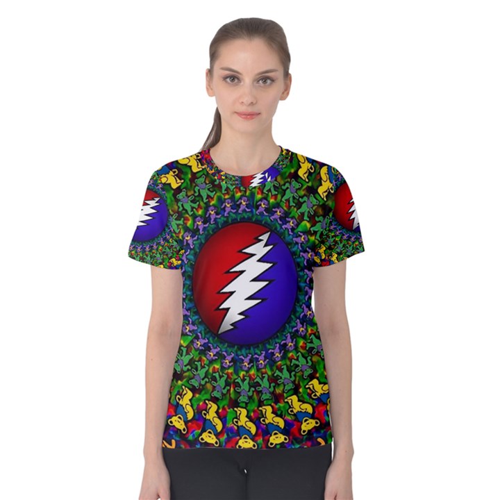 Grateful Dead Bear Pattern Women s Cotton T-Shirt