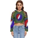 Grateful Dead Bear Pattern Women s Lightweight Cropped Hoodie View1