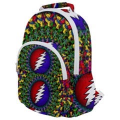 Grateful Dead Bear Pattern Rounded Multi Pocket Backpack