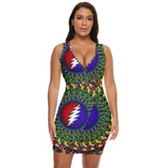 Grateful Dead Bear Pattern Draped Bodycon Dress