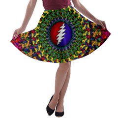 Grateful Dead Bear Pattern A-line Skater Skirt