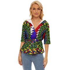 Grateful Dead Bear Pattern Lightweight Drawstring Hooded Top