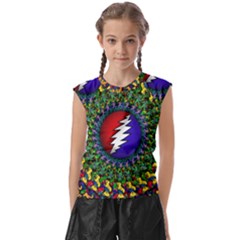 Grateful Dead Bear Pattern Kids  Raglan Cap Sleeve T-shirt