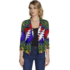 Grateful Dead Bear Pattern Women s Casual 3/4 Sleeve Spring Jacket by Maspions